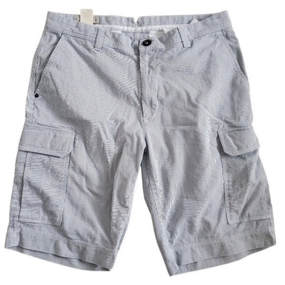 The Field Mens Pinstripe Cargo Shorts Blue White Cotton‎ Preppy Casual Size 34